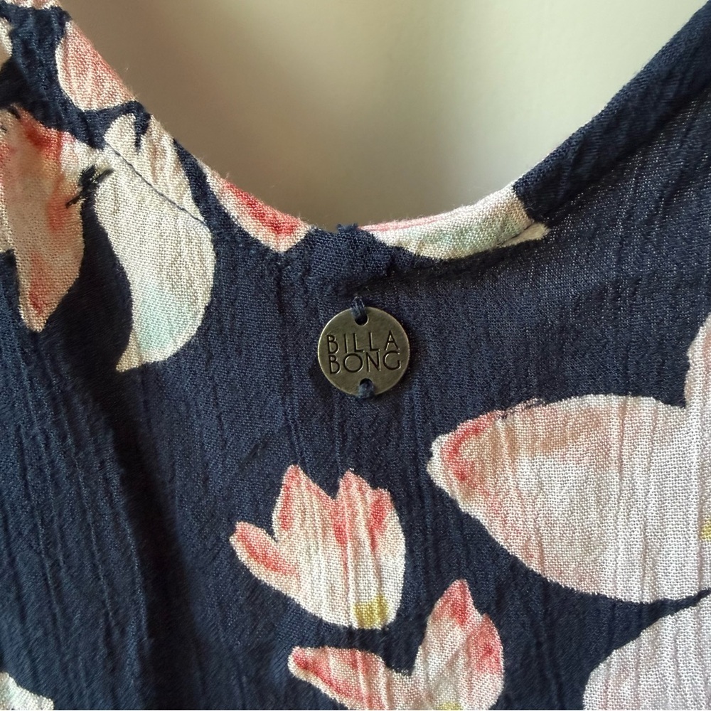Billabong Navy Floral Swing Tunic with Pink and Cream Flowers - Picture 2 of 4
